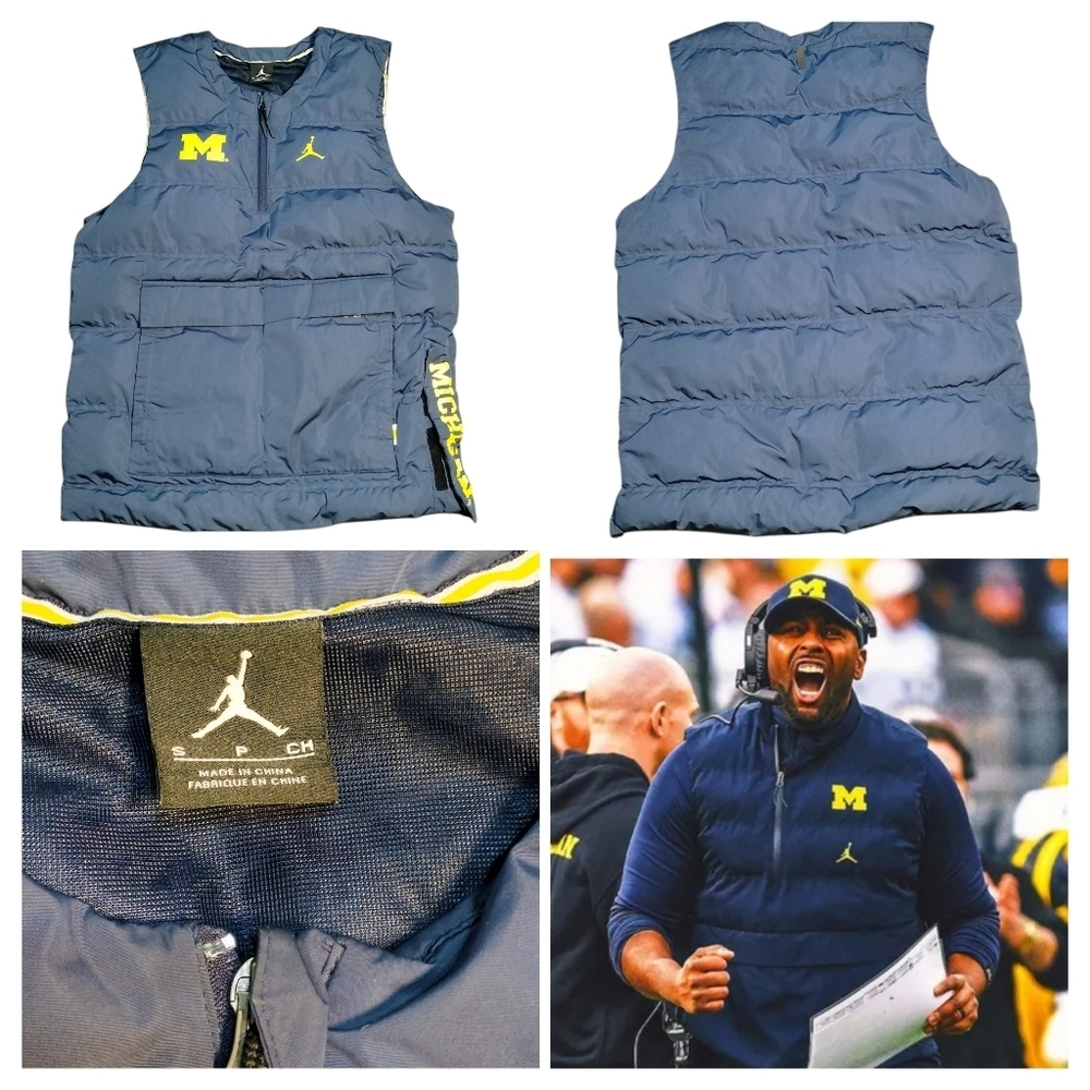 Michigan Wolverines Team Issued Coaches Vest S Small Player Air Jordan Playoffs